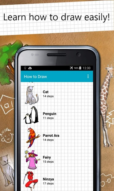 Screenshots How to Draw - Ứng dụng hướng dẫn bạn vẽ tranh theo từng bước