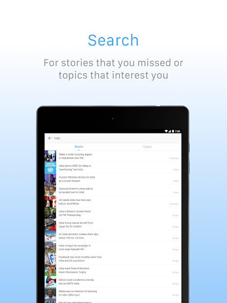 Screenshots Inshorts - Tổng hợp các tin tức mới nhất