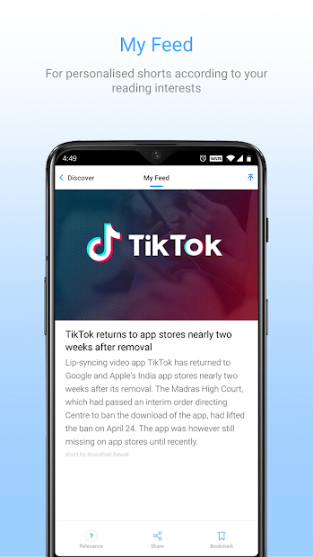 Screenshots Inshorts - Tổng hợp các tin tức mới nhất