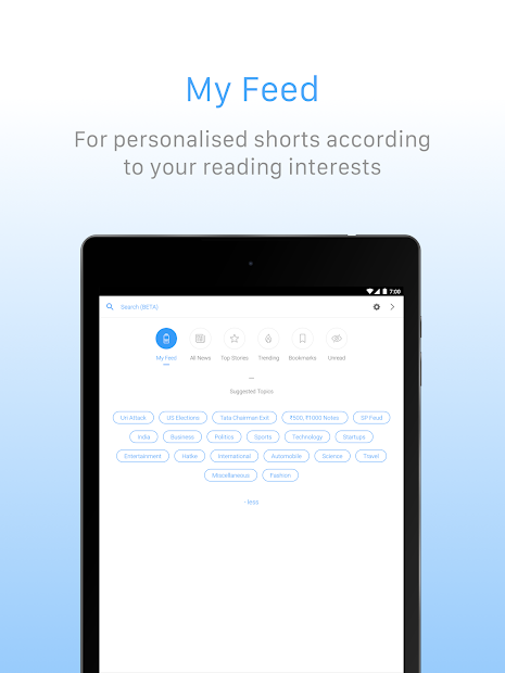 Screenshots Inshorts - Tổng hợp các tin tức mới nhất