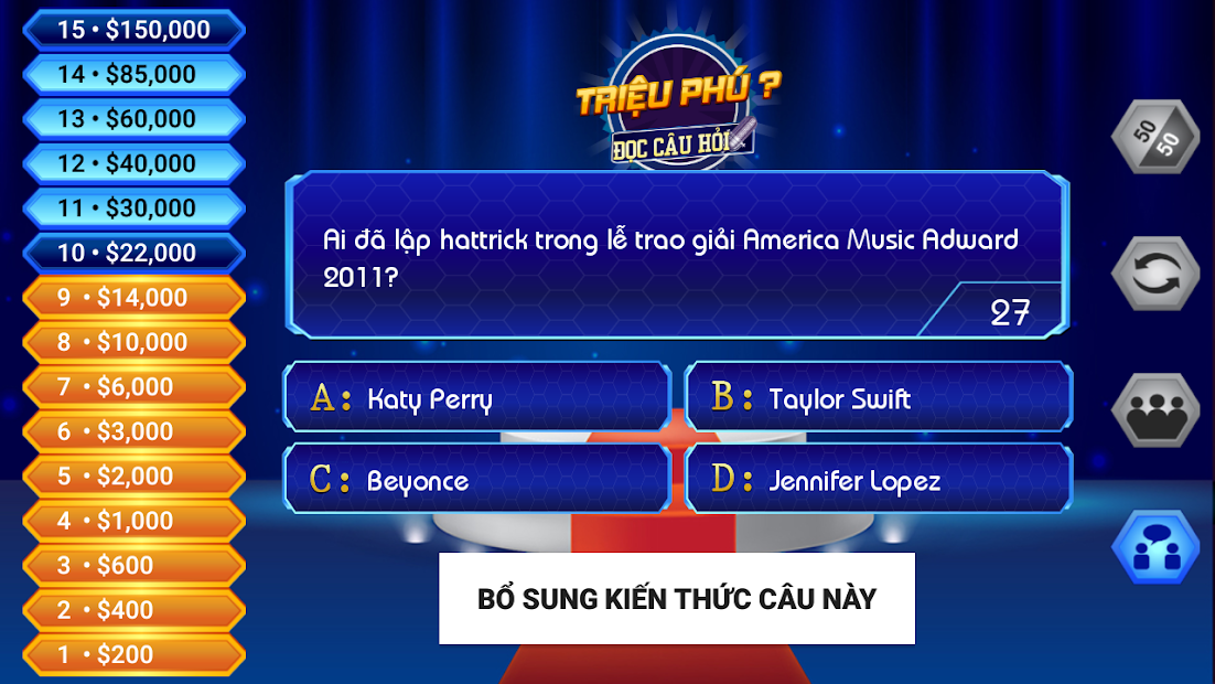 Screenshots Trieu Phu Online – chơi game Ai Là Triệu Phú ngay trên điện thoại