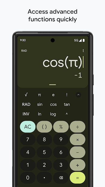 Screenshots Calculator: Ứng dụng máy tính bỏ túi, tính toán nhanh chóng của Google