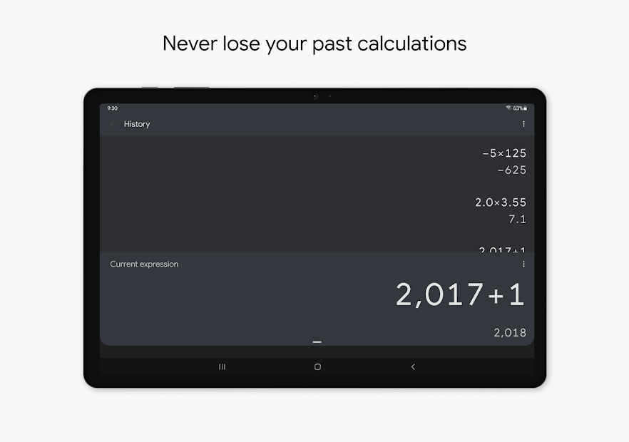 Screenshots Calculator: Ứng dụng máy tính bỏ túi, tính toán nhanh chóng của Google