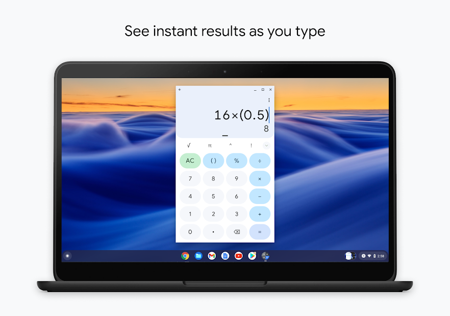 Screenshots Calculator: Ứng dụng máy tính bỏ túi, tính toán nhanh chóng của Google