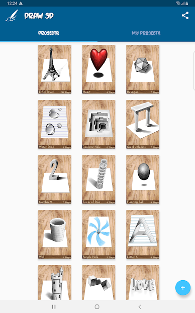 Screenshots Học vẽ 3D - Ứng dụng hướng dẫn vẽ hình 3D chi tiết từng bước