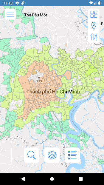 Ảnh chụp màn hình TTQH TP.HCM: Ứng dụng hiển thị bản đồ quy hoạch đất đai TP.HCM