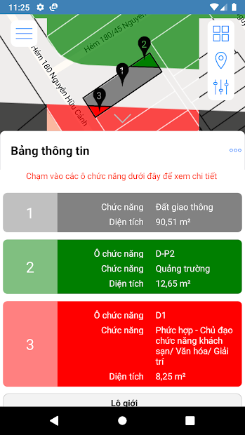 Ảnh chụp màn hình TTQH TP.HCM: Ứng dụng hiển thị bản đồ quy hoạch đất đai TP.HCM
