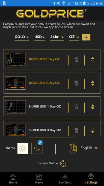 Chụp màn hình Giá Vàng Trực Tiếp - Ứng dụng SJC hiển thị giá vàng 9999, 24k, 18k hôm nay