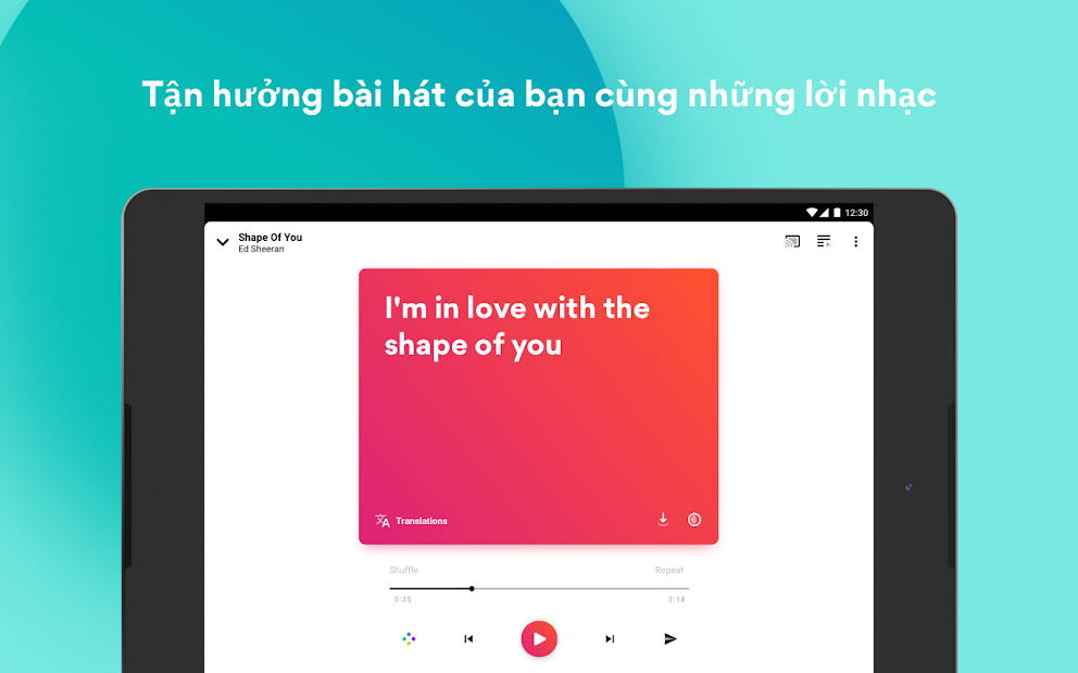 Screenshots Musixmatch music, lyrics - Ứng dụng tìm tên, lời bài hát qua giai điệu