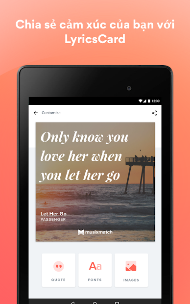 Screenshots Musixmatch music, lyrics - Ứng dụng tìm tên, lời bài hát qua giai điệu