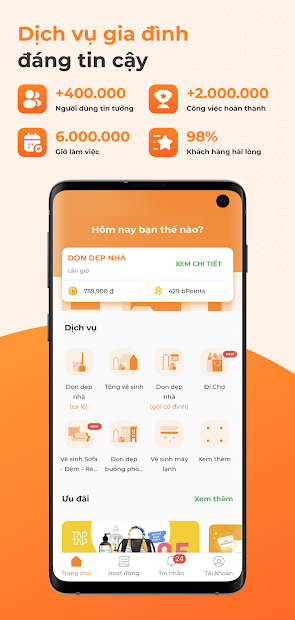 Screenshots bTaskee - Ứng dụng giúp việc nhà thời công nghệ