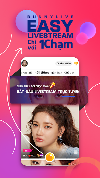 Screenshots Bunny Live - Live stream: ứng dụng live stream, xem video và nhắn tin