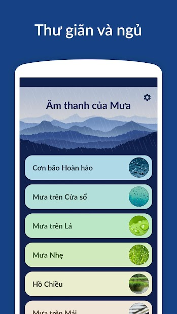 Screenshots Rain Sounds: ứng dụng nghe nhạc thư giãn dễ ngủ, âm thanh tiếng mưa