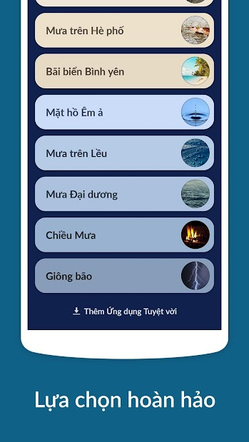 Screenshots Rain Sounds: ứng dụng nghe nhạc thư giãn dễ ngủ, âm thanh tiếng mưa