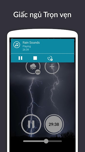 Screenshots Rain Sounds: ứng dụng nghe nhạc thư giãn dễ ngủ, âm thanh tiếng mưa