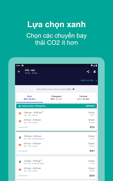 Screenshots Skyscanner - Ứng dụng đặt vé máy bay, phòng khách sạn giá rẻ