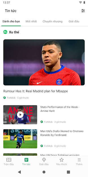 Screenshots FotMob - Ứng dụng cập nhậy tỉ Số Bóng Đá Trực Tiếp