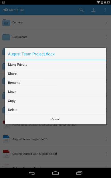 Screenshots MediaFire: Ứng dụng lưu trữ dữ liệu, miễn phí 12 GB dung lượng