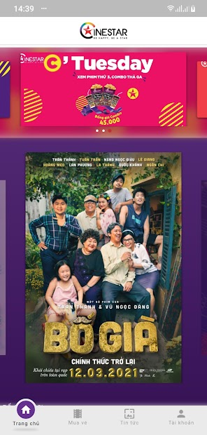 Screenshots Tải Cinestar: Ứng dụng đặt mua vé xem phim nhận nhiều ưu đãi