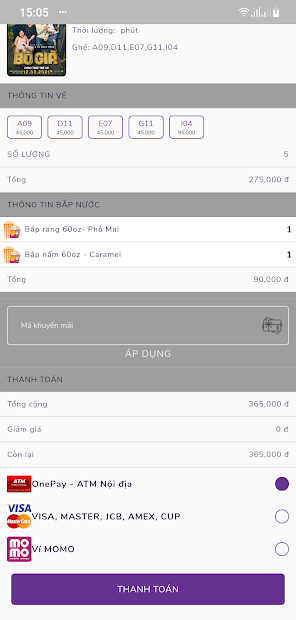 Screenshots Tải Cinestar: Ứng dụng đặt mua vé xem phim nhận nhiều ưu đãi
