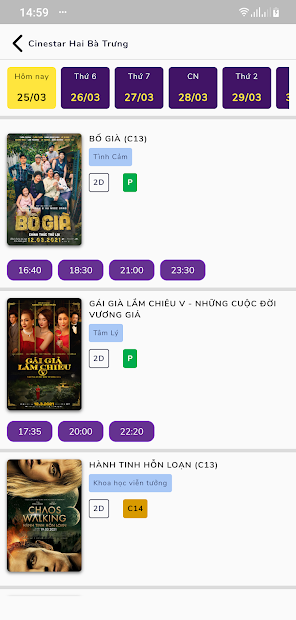 Screenshots Tải Cinestar: Ứng dụng đặt mua vé xem phim nhận nhiều ưu đãi