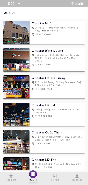 Screenshots Tải Cinestar: Ứng dụng đặt mua vé xem phim nhận nhiều ưu đãi