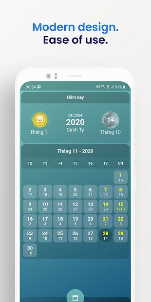Screenshots vLunar - Ứng dụng xem lịch âm trên điện thoại Android, iOS