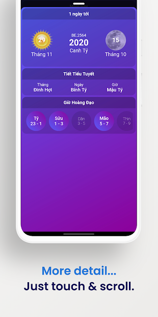 Screenshots vLunar - Ứng dụng xem lịch âm trên điện thoại Android, iOS