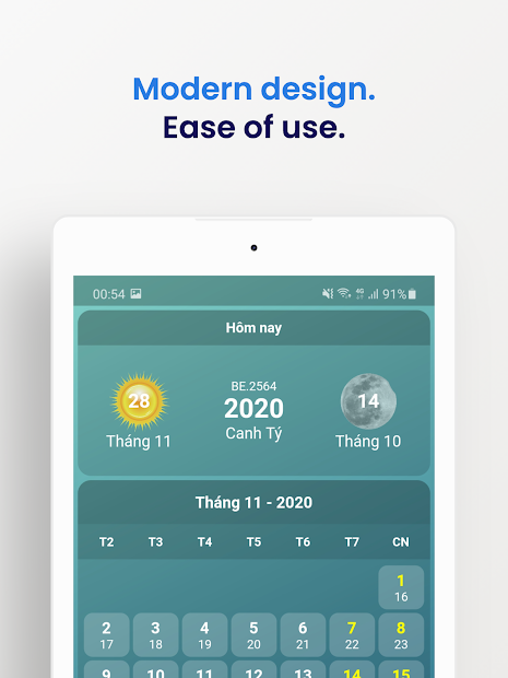Screenshots vLunar - Ứng dụng xem lịch âm trên điện thoại Android, iOS