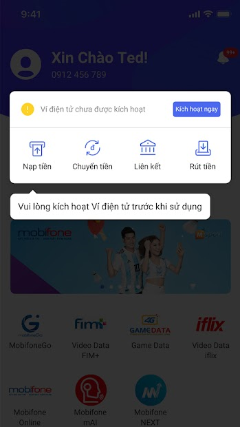 Screenshots MobiFone Pay - Ví điện tử thanh toán dễ dàng mọi lúc mọi nơi