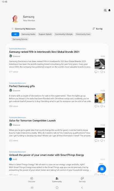 Screenshots Samsung Members - Chăm sóc, hỗ trợ người dùng Samsung