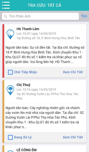 Screenshots Tổng đài 1022: Cổng tiếp nhận và giải đáp thông tin sự cố hạ tầng thành phố Hồ Chí Minh