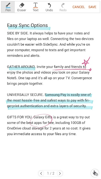 Screenshots Write on PDF: Ứng dụng ghi chú trên file PDF của Samsung
