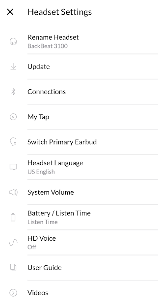Screenshots BackBeat: Ứng dụng điều khiển tai nghe Plantronics