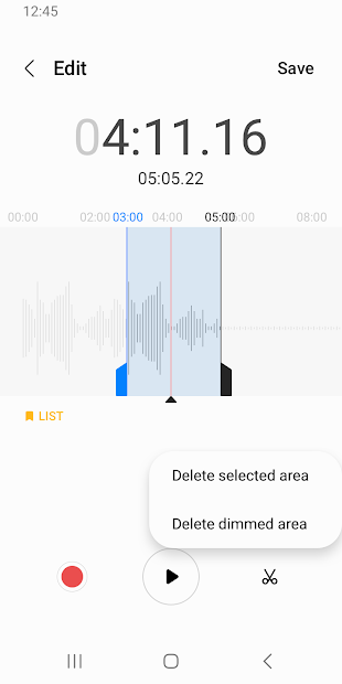 Screenshots Samsung Voice Recorder: Ứng dụng ghi chú bằng giọng nói