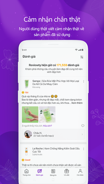 Screenshots Reviewty: App Đánh Giá Mỹ Phẩm, Chia Sẻ Mẹo Làm Đẹp
