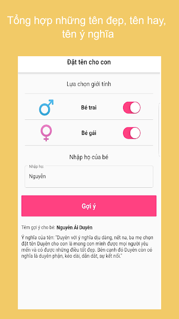 Screenshots Tải Baby Names - Ứng dụng gợi ý, đặt tên cho con