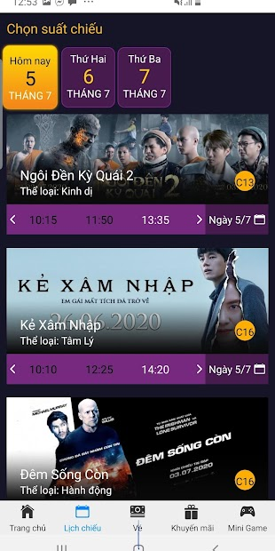 Screenshots Ứng dụng Touch Cinema - Mua vé, đặt vé xem phim tại Gia Lai