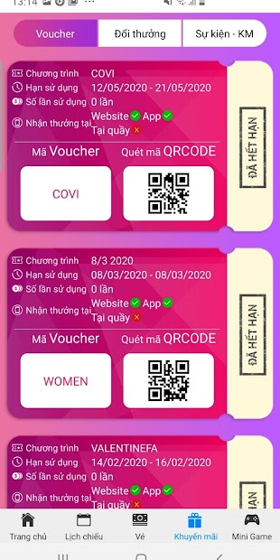 Screenshots Ứng dụng Touch Cinema - Mua vé, đặt vé xem phim tại Gia Lai