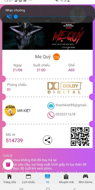 Screenshots Ứng dụng Touch Cinema - Mua vé, đặt vé xem phim tại Gia Lai