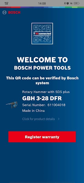 Screenshots Bosch BeConnected: Ứng dụng xác minh nguồn gốc sản phẩm từ Bosch