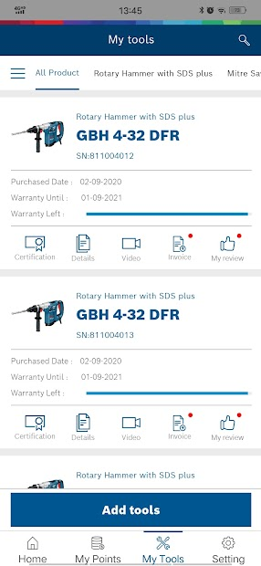 Screenshots Bosch BeConnected: Ứng dụng xác minh nguồn gốc sản phẩm từ Bosch