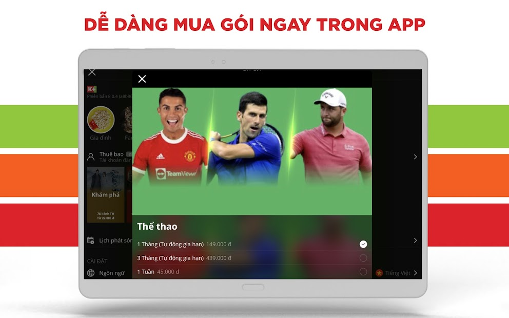 Screenshots Tải K+: Ứng dụng xem TV và VOD