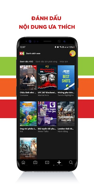 Screenshots Tải K+: Ứng dụng xem TV và VOD