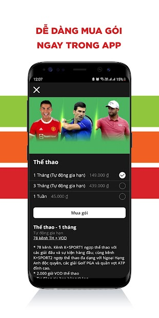 Screenshots Tải K+: Ứng dụng xem TV và VOD
