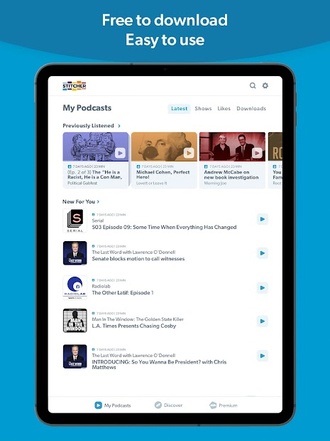 Screenshots Stitcher: Ứng dụng nghe Podcast miễn phí cập nhật tin tức mới nhất