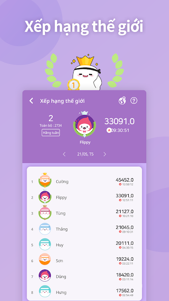 Screenshots FLIP - Ứng dụng theo dõi thời gian tập trung học tập, làm việc