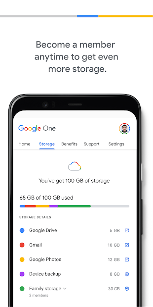 Screenshots Google One - Công cụ quản lý dung lượng lưu trữ của Google