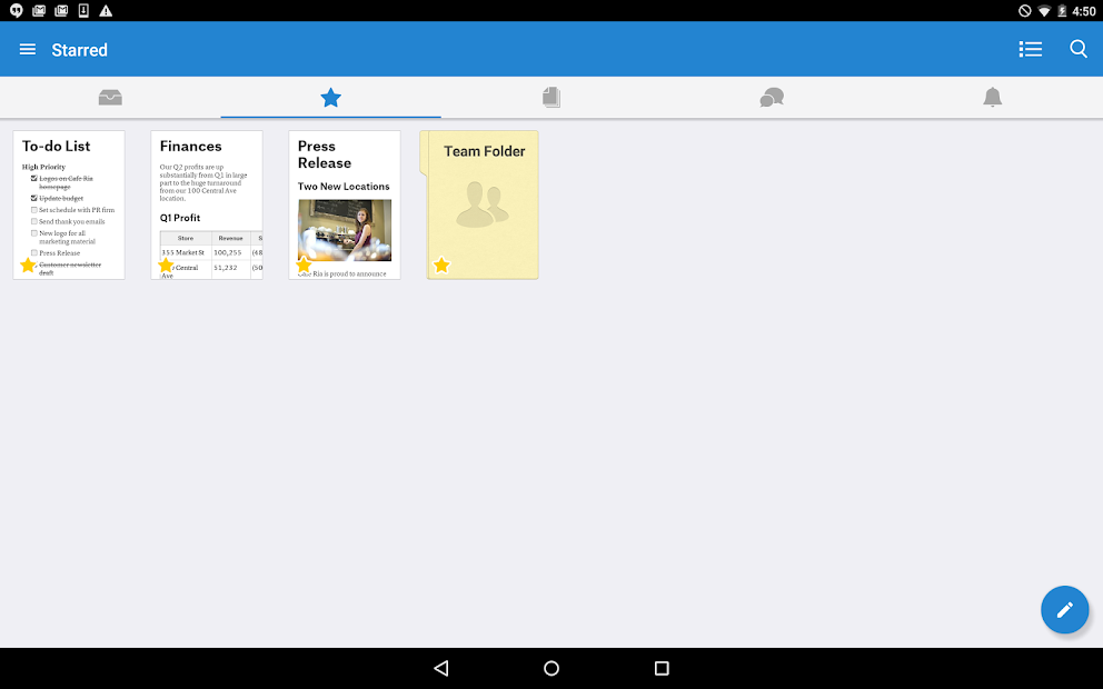 Screenshots Quip - Công cụ quản lý tài liệu, ghi chú, bảng tính của bạn