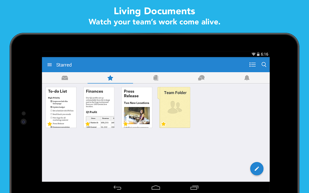 Screenshots Quip - Công cụ quản lý tài liệu, ghi chú, bảng tính của bạn